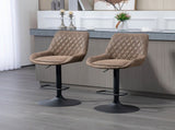 Set of Two Faux Leather Retro Bar Stools - Brown T3398P343509