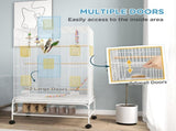 Bird Cage w/ Stand, Toys, Accessories, for Canaries, Finches, White T3398P349819