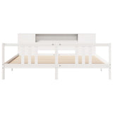 ZNTS Bookcase Bed without Mattress White 200x200cm Solid Wood Pine 3322290