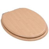 WC Toilet Seat with Soft Close Lid MDF Bamboo Design 143926