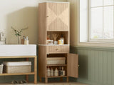 Slim Bathroom Cabinet with Silent Drawer Rail for Scandinavian, Japanese Styles - Wood-Effect T3398P423556