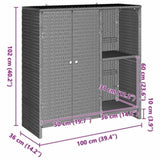 Storage Cabinet with Shelf Light Grey 100 x 36 x 102 cm Rattan 4103825