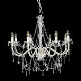 281604 Chandelier with Beads White 8 x E14 Bulbs