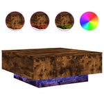 ZNTS Coffee Table with LED Lights Smoked Oak 80x80x31 cm 836592