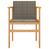 Garden Chairs 2 pcs Grey Poly Rattan&Solid Wood 368709