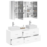 Bathroom Furniture Set 4 pcs White Engineered Wood and Glass 3406823