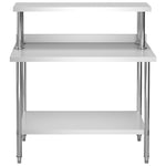 ZNTS Kitchen Work Table with Overshelf 120x60x120 cm Stainless Steel 3054469