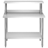 ZNTS Kitchen Work Table with Overshelf 120x60x120 cm Stainless Steel 3054469