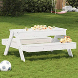 Picnic Table with Sandpit for Kids White Solid Wood Pine 832593