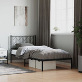 Metal Bed Frame without Mattress with Headboard Black 90x190cm 374429