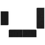 TV Cabinet Set Wall-mounted 4 pcs Black Oak Engineered Wood 3393283