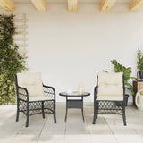 Garden Chairs with Cushions 2 pcs Black Poly Rattan 365152