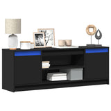 TV Cabinet with LED Black 139.5x34x50 cm Engineered Wood 852195