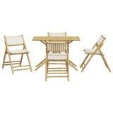 5 Piece Folding Bistro set with Cream White Cushions Bamboo 3208935