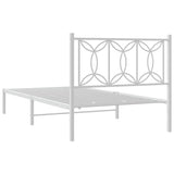 Metal Bed Frame without Mattress with Headboard White 107x203cm 376173