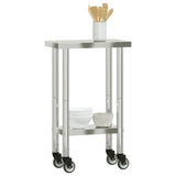 Kitchen Work Table with Wheels 55x30x85 cm Stainless Steel 376459
