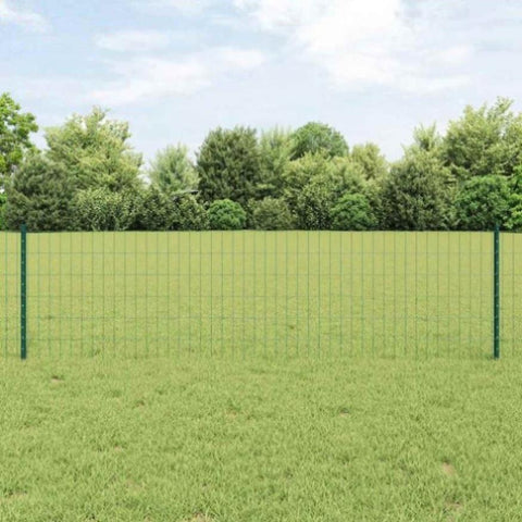 Fence with Posts Green 0.6 x 50 m Steel 3336034