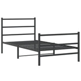 Metal Bed Frame without Mattress with Footboard Black 107x203cm 355379