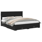 Bed Frame with Headboard Black Oak 180 x 200 cm Engineered Wood 3409959