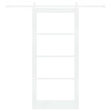Sliding Door ORKDAL White 93 x 202 cm Solid Pine Wood and Glass 3331924