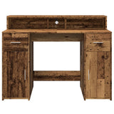 Desk with LED Lights Old Wood 120x55x91 cm Engineered Wood 3309418