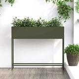 Raised Garden Planter Olive green 100 x 26 x 82 cm Steel 865879