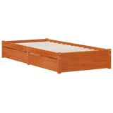 Bed Frame with Drawer with Storage 3 pcs Wax Brown Pine Wood 3423799