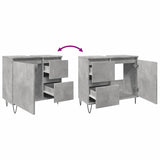 Sink Cabinet Concrete Oak 65x33x60 cm Engineered Wood 857225