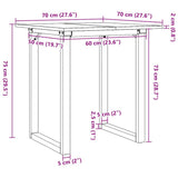 Dining Table O-Frame 70x70x75 cm Solid Wood Pine and Steel 3282671