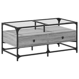 Coffee Table with Glass Top Grey Sonoma 98.5x50x45 cm Steel 846047