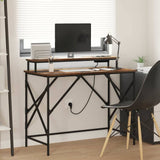 Desk with Shelf Smoked Oak 100 x 50 x 86.5 cm Engineered Wood 859397
