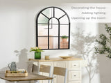 Arched Wall Mirror Modern, 91 x 60 cm, Window Style for Living Room, Bedroom, Sleek Design, Black T3398P329576