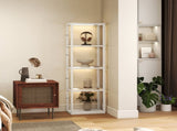 LED Floor Lamp with Glass Shelves, 4 Layers Dimmable Tall Standing Lamp, Modern Column Shelf Floor T3398P376732