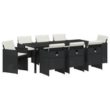 Garden Dining Set 9 pcs Black Poly Rattan 3380592