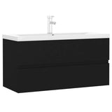 Sink Cabinet with Built-in Basin Black Engineered Wood 3071649