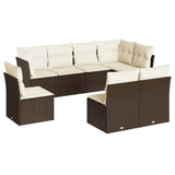 8 Piece Garden Sofa Set with Cushions Brown Poly Rattan 3217763