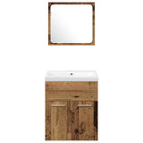 Bathroom Furniture Set with Door 4 pcs Old Wood Engineered Wood 3332578