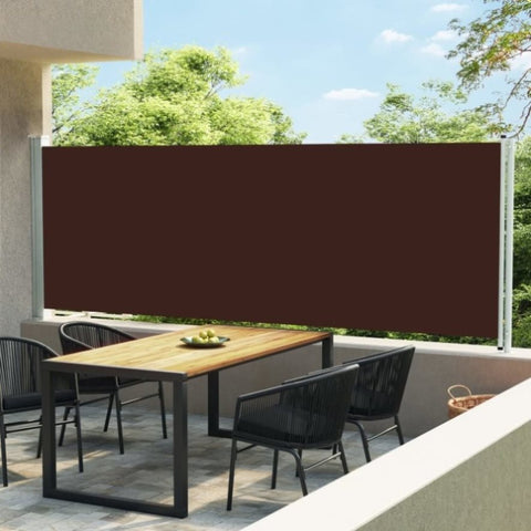 ZNTS Patio Retractable Side Awning 160x600 cm Brown 317963