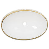 Countertop Basin White and Gold Oval 59x40x15 cm Ceramic 155111