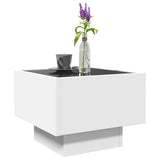 Side Table with LED White 40x40x30 cm Engineered Wood 847497