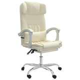 Reclining Office Chair Cream Faux Leather 349736
