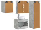 Bathroom Cabinet Set 5 pcs Concrete Grey 53 x 15.5 x 70 cm 3407306