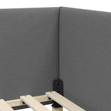 Corner Bed Frame with Headboard Dark Grey 80 cm x 200 cm Velvet 42016174