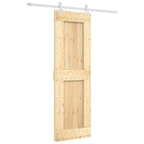Sliding Door Natural and White 70 x 210 cm Solid Pine Wood 3445087