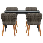 Garden Dining Set with Cushion 5 pcs Grey Poly Rattan 3261679