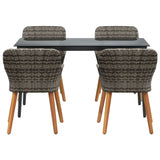 Garden Dining Set with Cushion 5 pcs Grey Poly Rattan 3261679