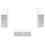 4 Piece TV Wall Cabinets with LED Lights White 3216576