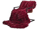 Anti-Slip Faux Rabbit Fur Blanket Olite Bordeaux Red Polyester 42021849