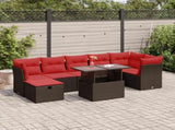 8 Piece Garden Sofa Set with Cushions Brown Poly Rattan 3327794