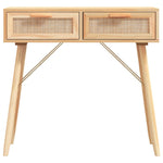 Console Table Brown 80x30x75 cm Solid Wood Pine&Natural Rattan 345626